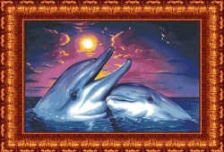 Канва для бисера КБ-1001 Дельфины под луной