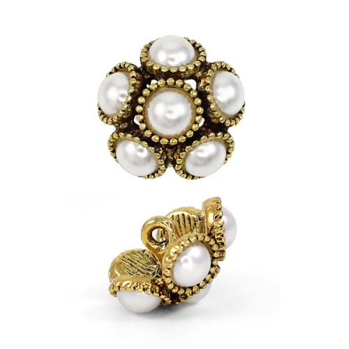 Пуговица №П-1047  34L (золото/перламутр) 1/20 шт